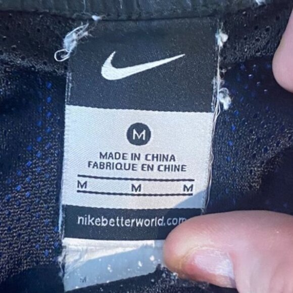 Nike Mens Shorts Medium Blue Athletic With Black and Orange Accents Drawstring - Picture 3 of 6